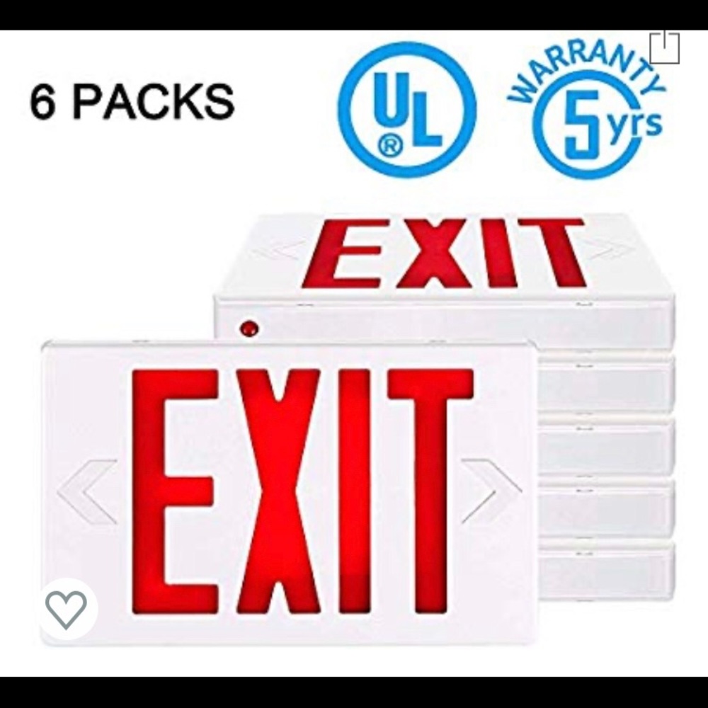 SPECTSUN Led Exit Sign with Battery - 6 Pack